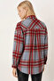 Women's Gray Melange Men's Collar Side Slit Oversized Jacket Arm-26K001009 - 3