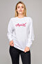 K Pop Apinx S Pink Luv Printed White Women's Knitted Sweatshirt Long Sleeve