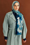 Navy Blue Pure Pattern Hebei Silk Shawl - 3