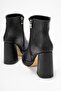 Women's Platform Sole Boots Black Skin - 4