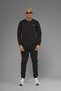 Unisex Regular Fit Crew Neck Textured Interlock Pique Sweatshirt - Black