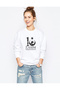 10 November Infinity and Suliyet Printed White Women's Knitted Sweatshirt Long Sleeve