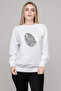 Parmak Izi Dna Printed White Women's Knitted Sweatshirt Long Sleeve