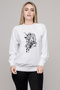 At Rider Printed White Women's Knitted Sweatshirt Long Sleeve