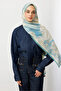 Baby Blue Rose Pattern Hebei Silk Shawl - 4