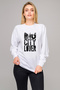 Big City Lover Printed White Women's Knitted Sweatshirt Long Sleeve