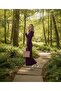 V-Neck Long Sleeve Maxi Length Stretchy Stretch Fabric Plain Elegant Tassels Dress - 3