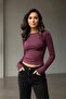 Women's Crew Neck Finger Hole Slim Fit Lycra Blouse - 5