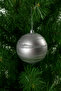 2 Pieces Christmas Tree Ball Ornament (10 cm) - All Silver Shiny and Silver Glitter Striped Luxury Christmas Decoration - 3