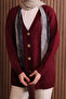 Women's V-Neck Bronze Buttoned Bearded Knitwear Cardigan 1142