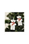 Christmas Tree Ornament Set of 2 White Teddy Bears with Scarves - 2