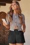 Black Leather Stitching Detailed Women's Shorts Mg2591 - 4