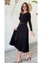 Long Sleeve Knit Dress with Belt Detail - 2