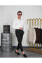 Men's White Cotton Lycra Slim Fit Crew Neck Vertical Stripe Knitwear Sweater - 2