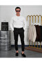 Men's White Cotton Lycra Slim Fit Crew Neck Vertical Stripe Knitwear Sweater - 6
