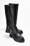 Women's Flat Stretch Boots Black Skin