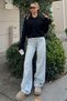 Black Sleeve Tassel Detail Polo Neck Women's Knitwear Cardigan