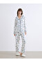 Shirt Collar New Year's-Themed Women's Pajama Set - 2