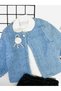 Baby Girl Leather Pants Teddy Cardigan Chiffon Shirt 3Pcs Set Blue-Black - 5