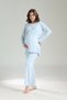 Women's Blue Jacquard Shawl Collar Lace Winter Special Design Maternity Pajama Set - 3