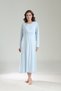 Women's Blue Jacquard Long Sleeve Full Length Winter 100% Cotton Design Maternity Nightgown Nightdress - 7