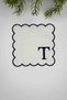 Letter t Black Embroidered Monogram Patch Fabric Cocktail Napkin 1 Piece