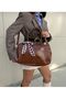 Vintage Model Women's Hand and Shoulder Bag with Faux Leather Scarf - 2