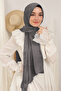 Light Smoked Evening Dress Janjan Shiny Satin Textured Hijab Evening Dress Chiffon Shawl - 2