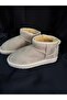 Women's Suede Fur Lined Soft Regular Heeled Sole Winter Ankle Short Boots - 3