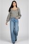 Ruffled Square Neck Tie-Back Balloon Sleeve Winter Hair Knitwear Sweater - 4