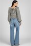 Ruffled Square Neck Tie-Back Balloon Sleeve Winter Hair Knitwear Sweater - 3