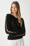 Women's Raise Sleeve Detail Black Knitwear Sweater 8667 - 2