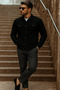 Men's Transitional Basic Daily Trend Black Denim Jacket - 4