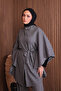Women's Jacquard Fabric Belted Poncho Hijab Set 3129 - 4