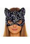Purple and White Sequined Party Mask on Black Velvet Fabric 16X14 cm