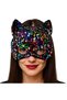 Colorful Sequined Party Mask on Black Velvet Fabric 16X14 cm - 2