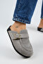 ®   Premium Seri Arya Light Gray Genuine Leather Soft Footbed Closed Front Buckled Slipper - 4