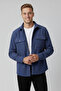 Blue Stretch Fabric Velvet Fabric Relaxed Fit Men's Shirt – Soft Texture, Stylish Design 2600759