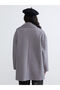 Alita City Lcw Modest Gray Oval Collar Scarf Women's Cashmere Coat with a Difference - 5