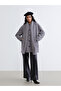 Alita City Lcw Modest Gray Oval Collar Scarf Women's Cashmere Coat with a Difference - 2
