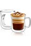 12oz Double Wall Glass Coffee Mugs Set of 2, Insulated Borosilicate Cappuccino Cups