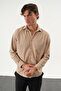 Men's Regular Fit Velvet Striped Long Sleeve Shirt - 4
