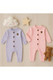 Baby Girl Newborn Hat Romper Pink Lilac Cotton 2-Piece Romper Set - 2