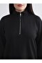Lcw Comfort Black Plus Size Stand Collar Women's Sweatshirt - 3