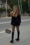 Black Cashmere Fabric Sleeve Fur Detailed Coat - 1026 - 5