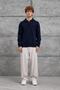 Men's Knitwear 251 Half Zipper Polo Navy Blue Oversize Zippered Knitwear Fabric