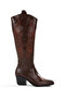 cowboy boots dark brown patterned stitched leather - 4