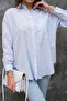 Blue Single Pocket White Stripe Detailed 100% Cotton Shirt - 3