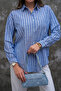 Blue and White Striped Single Pocket 100% Cotton Shirt - 2