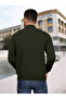 Men's Half Turtleneck Zippered Knit Cardigan - Khaki - 4